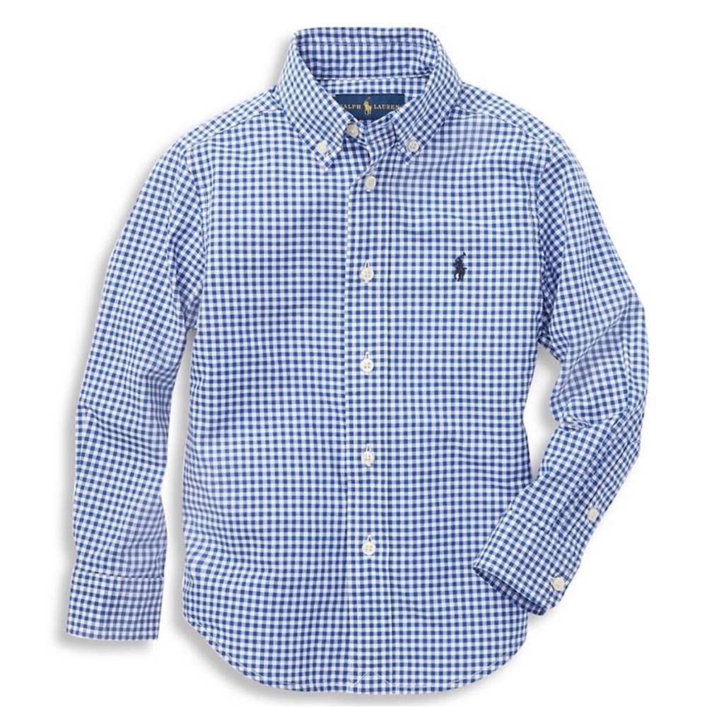 Ralph Lauren Performance Gingham Poplin Button Down Long Sleeve Shirt